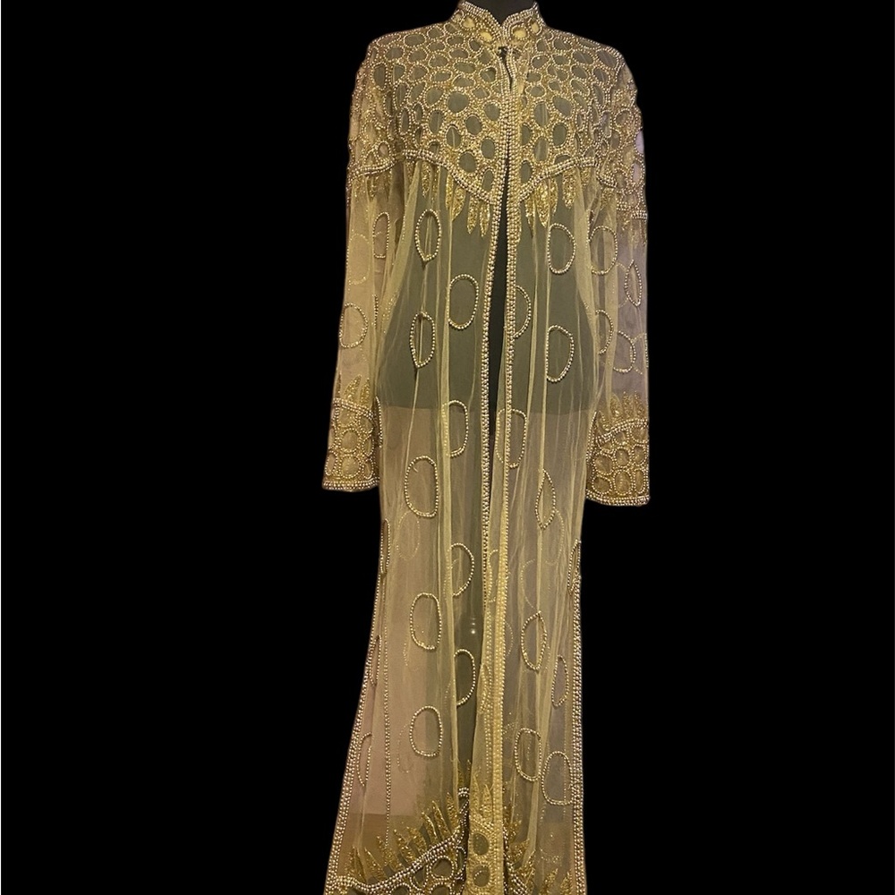 Vintage solitaire by ravi khosla Sheer Hand Made Beaded Robe. Plus Size. 1980s
